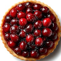 Fresh cherry tart with glossy red cherries in flaky pastry crust on white background, isolated dessert for bakery menu and culinary design projects.