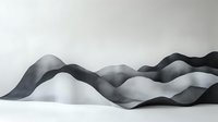 Abstract wavy black and white shapes creating fluid minimalist composition with soft shadows and gentle curves against light background. Modern artistic design element.