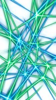 Abstract neon blue and green glowing lines intersecting on white background creating dynamic energy pattern for modern digital design projects.