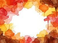 Watercolor autumn leaves frame with white center space for text, warm fall colors border design for seasonal greeting cards and decorative projects.