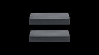 Two dark gray portable power banks isolated on transparent background, ready for tech, electronics, and gadget design projects, stickers, clipart, and print on demand use.