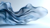 Ethereal flowing fabric in light blue creates graceful waves and folds against white background, suggesting movement and elegance. Suitable for luxury brand marketing.