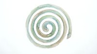 Watercolor spiral design in soft green and beige tones, isolated on white background, ready for graphic design, web use, and print applications.