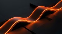 Glowing orange neon wave lines flowing across dark background, creating modern abstract energy effect for digital design and contemporary visual projects.