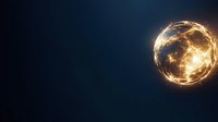 Glowing energy sphere with golden light trails and particles floating in dark space, creating magical atmospheric effect for fantasy and sci-fi designs.
