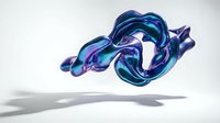 Abstract iridescent liquid metal splash with holographic rainbow colors floating in air creating dynamic fluid motion for modern design projects.