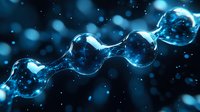 Glowing blue abstract wave form with light particles and bokeh effects on dark background, futuristic energy flow visualization for science and technology designs.