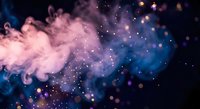 Abstract cosmic nebula with swirling pink and blue smoke clouds against dark starry space background for digital art and fantasy designs.