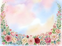 Watercolor floral border with roses, peonies, and botanical elements in soft pink, cream, and green tones on light background. Ideal for wedding invitations, greeting cards, and decorative design projects.