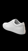 White leather low-top sneaker isolated on transparent background, ready for t-shirt design, clipart, stickers, print-on-demand products and sublimation projects.