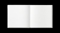 Open blank hardcover book with empty white pages, isolated on transparent background. Ready for design use, mockups, clipart, stickers, and print on demand projects.