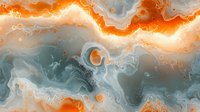 Abstract fluid art in orange and teal colors with swirling marble effect and flowing liquid texture creates dynamic cosmic background pattern for modern design projects.