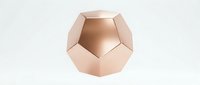 Geometric rose gold dodecahedron shape isolated on white background for modern design projects and luxury branding materials.