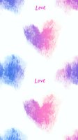 Watercolor hearts in pink and blue with love text create romantic seamless pattern on white background. Soft brushstrokes blend pastel colors for Valentine's Day designs.