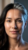 Split face portrait showing aging process from young to elderly woman with wrinkles and gray hair transformation for skincare and anti-aging concepts.