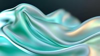 Luxurious flowing turquoise silk fabric with soft waves and folds creates elegant abstract curves against dark background, suitable for luxury fashion and design projects.