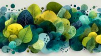 Abstract watercolor foliage border with green leaves and organic shapes on light background for nature-themed designs and botanical decorations.