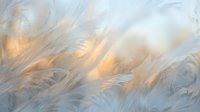Abstract frost patterns with golden light creating ethereal winter textures on glass surface for seasonal backgrounds and artistic designs.