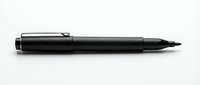 Black technical pen with fine tip isolated on white background, suitable for design, illustration, drafting, and creative projects.