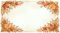 Autumn foliage frame with golden and russet leaves arranged in corners on cream background, suitable for seasonal invitations and fall designs.