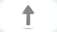 Gray arrow pointing upward isolated on white background for web design and user interface elements.
