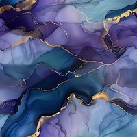 Luxury abstract fluid art background with purple and blue alcohol ink texture and gold veins. Perfect for modern interior design prints and premium packaging.