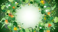 St. Patrick's Day festive frame with shamrocks, clovers and decorative swirls on radiant green background for holiday celebrations and Irish themed designs.