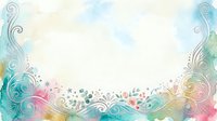 Soft watercolor background with elegant floral swirl border in pastel pink, teal, and gold tones, perfect for wedding cards and invitations.