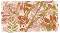 Botanical print with pink and coral leaves on textured background. Organic foliage pattern for fabric design, wallpaper, and home decor projects.