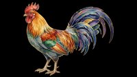 Colorful rooster with vibrant feathers isolated on transparent background, ready for t-shirt design, stickers, clipart, print on demand, and sublimation projects.