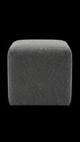 Gray upholstered cube ottoman isolated on transparent background, ready for interior design, furniture mockups, home decor projects, t-shirt designs, and print-on-demand products.