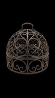 Ornate metal dome cloche with scrollwork design, isolated on transparent background. Ready for clipart, print-on-demand, sublimation, stickers, and design projects.