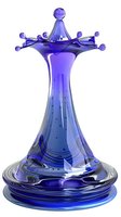 Purple glass chess queen piece with crown and droplets isolated on white background for strategic game concepts and luxury board game designs.