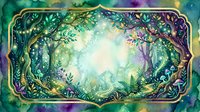 Enchanted forest clearing with mystical trees and foliage in watercolor style. Fantasy woodland scene with magical atmosphere for storytelling projects.