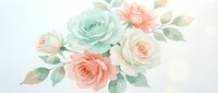 Watercolor floral bouquet with mint green and coral pink roses on white background, isolated for wedding invitations and romantic design projects.