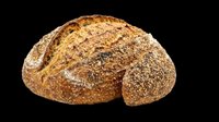 Whole grain artisan bread loaf with sesame seeds isolated on transparent background, ready for bakery menus, food packaging, restaurant designs, print-on-demand products and culinary graphics.