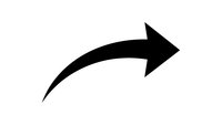 Black curved arrow pointing right on white background isolated for graphic design and presentation use.