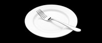 White ceramic plate with silver fork and knife isolated on transparent background, ready for t-shirt design, clipart, stickers, and print on demand use.