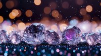 Sparkling diamonds and gemstones with colorful bokeh lights creating luxury jewelry background for elegant celebrations and premium accessories.