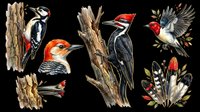 Woodpecker birds isolated on transparent background, ready for t-shirt design, clipart, stickers, sublimation and print-on-demand products.