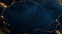 Glowing golden cracks on dark blue background, abstract luxury pattern with light effect and sparkles, modern elegant design for wallpaper and decoration.