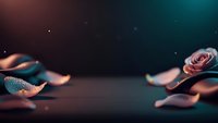 Elegant rose petals floating in cosmic space with sparkling stars and nebula colors creating dreamy romantic atmosphere for luxury design projects.