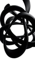 Abstract black curved shapes intertwining in complex geometric patterns on white background creating modern minimalist artistic composition.
