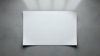 Blank white paper sheet on gray textured surface with soft shadows, minimalist mockup template for branding, letterhead, stationery design projects.