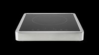 Portable induction cooktop with sleek silver frame and black cooking surface, isolated on transparent background. Ready for clipart, print-on-demand, sublimation, and design projects.