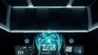 Hands holding glowing digital brain with neural network connections in futuristic control room environment. Concept for artificial intelligence, technology innovation, and data processing solutions.