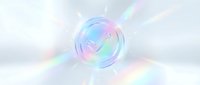 Holographic iridescent sphere with rainbow light reflections on soft gradient background for modern digital art and futuristic design projects.