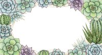 Watercolor succulent plants and cacti frame border on white background, isolated botanical illustration for greeting cards and invitations.