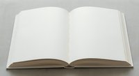 Open blank book with empty white pages ready for writing, education, literature, publishing, reading, learning, knowledge, storytelling, creative writing projects.
