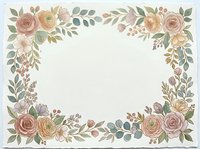 Vintage floral frame with roses, leaves, and botanical elements on cream background, isolated for invitations, cards, and design projects.